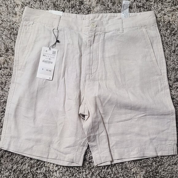 ZARA BELTED LINEN SHORTS SIZE 38  8288/750/052 - Picture 1 of 2